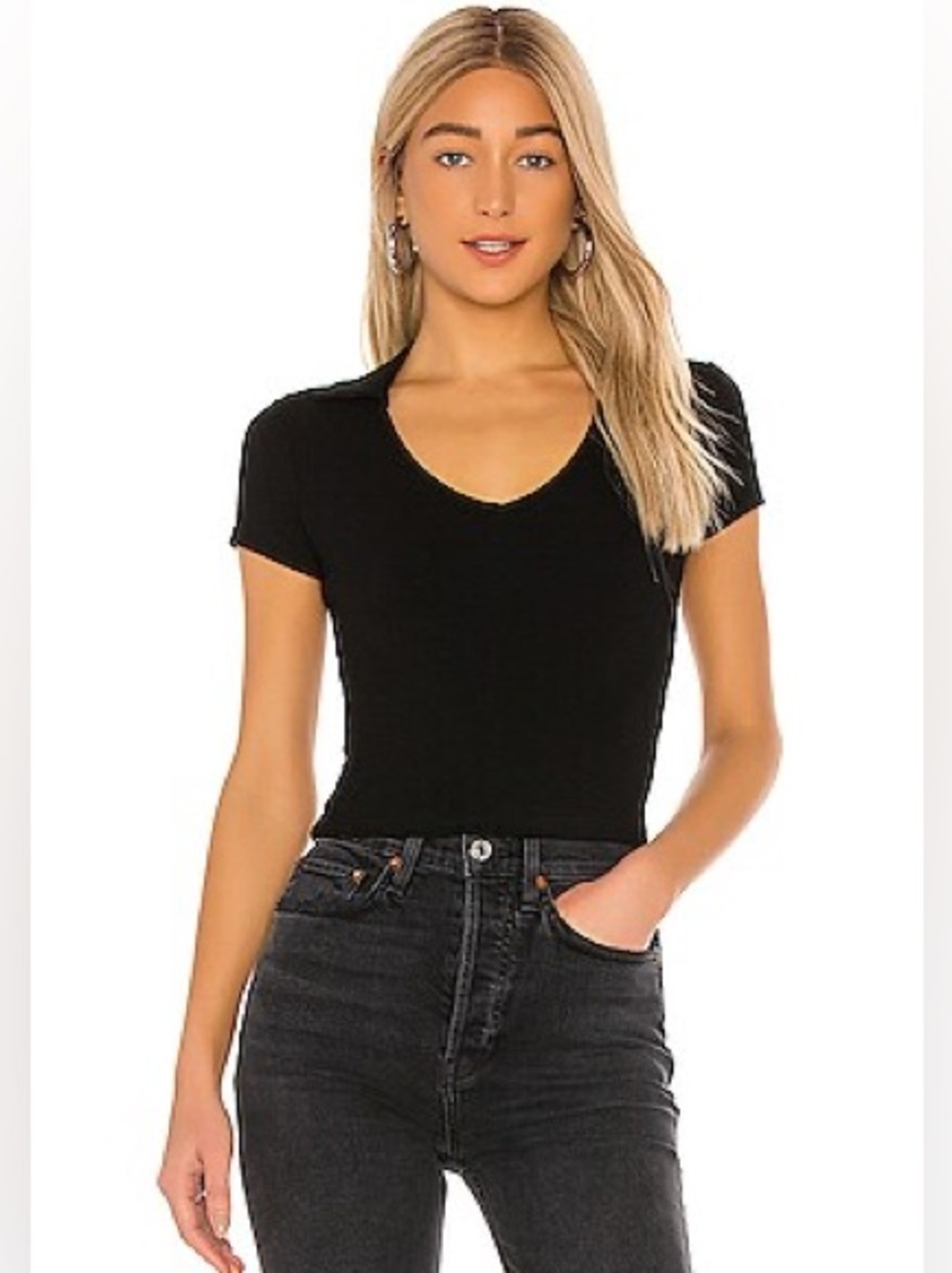 Superdown Revolve Thalia Ribbed Top in Black | Size XS